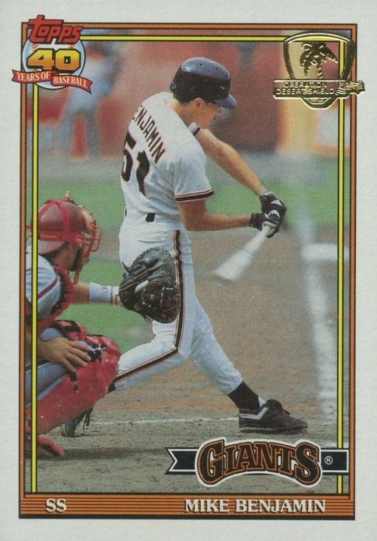 1991 Topps Desert Shield Mike Benjamin #791 Baseball Card