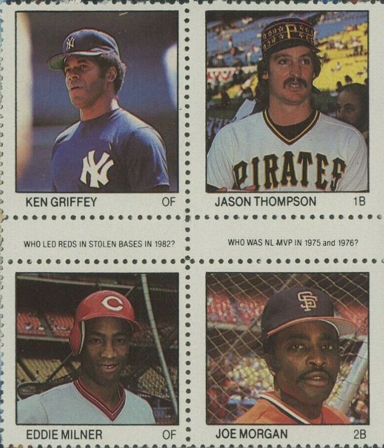 1983 Fleer Stamps Ken Griffey/Jason Thompson/Eddie Milner/Joe Morgan # Baseball Card