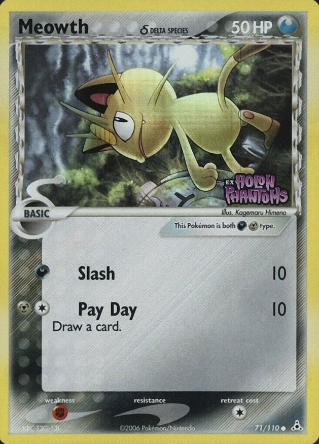 2006 Pokemon EX Holon Phantoms Meowth-Reverse Foil #71 TCG Card