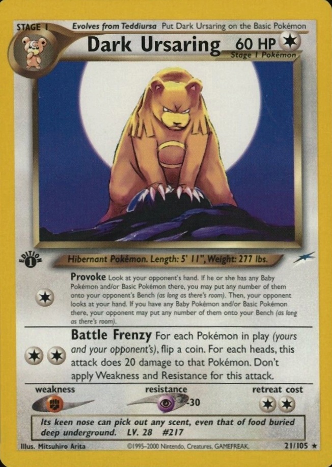 2002 Pokemon Neo Destiny  Dark Ursaring #21 TCG Card