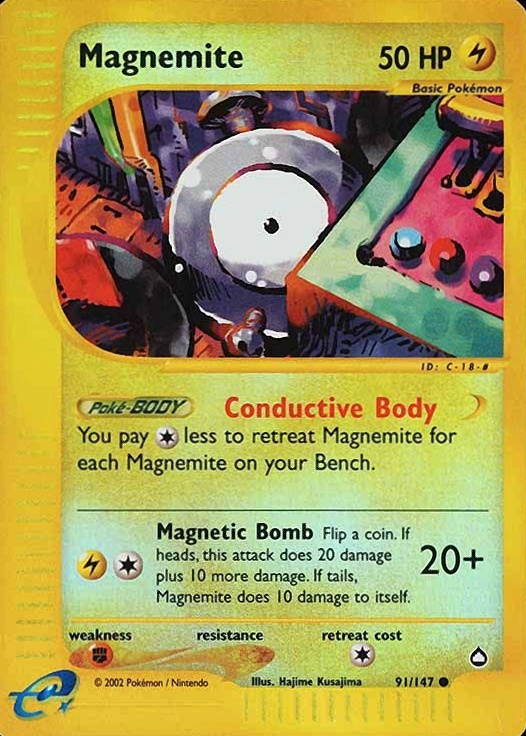 2003 Pokemon Aquapolis Magnemite-Reverse Foil #91 TCG Card