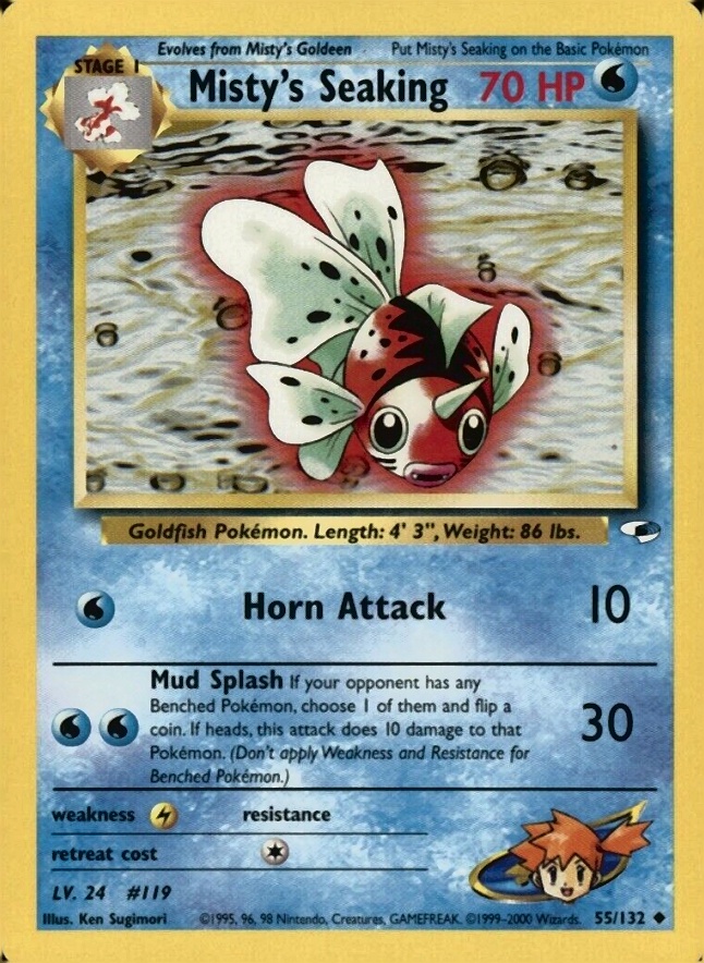 2000 Pokemon Gym Heroes  Misty's Seaking #55 TCG Card