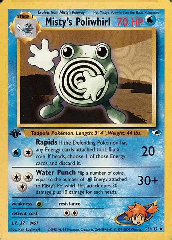2000 Pokemon Gym Heroes  Misty's Poliwhirl #53 TCG Card