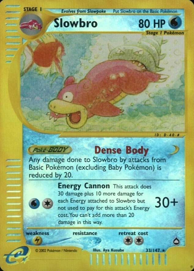 2003 Pokemon Aquapolis Slowbro #33 TCG Card