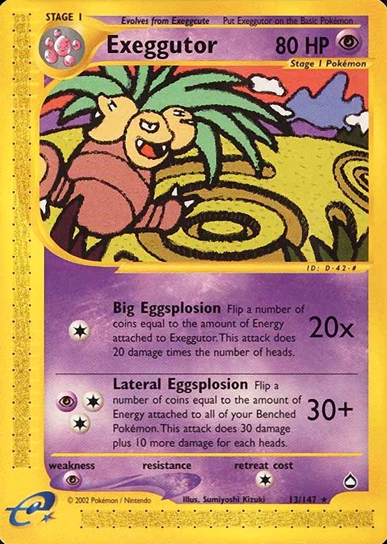2003 Pokemon Aquapolis Exeggutor #13 TCG Card