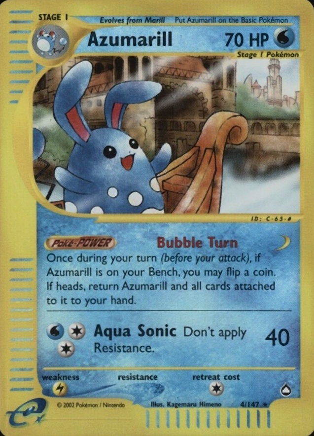 2003 Pokemon Aquapolis Azumarill-Reverse Foil #4 TCG Card