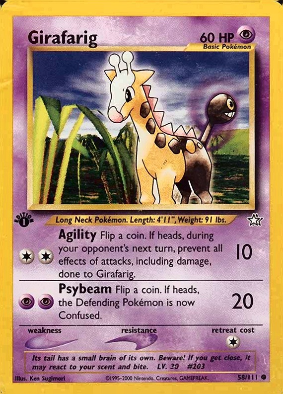 2000 Pokemon Neo Genesis 1st Edition Girafarig #58 TCG Card