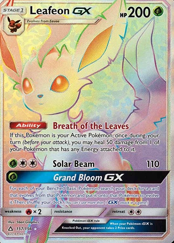 2018 Pokemon Sun & Moon Ultra Prism Full Art/Leafeon GX #157 TCG Card