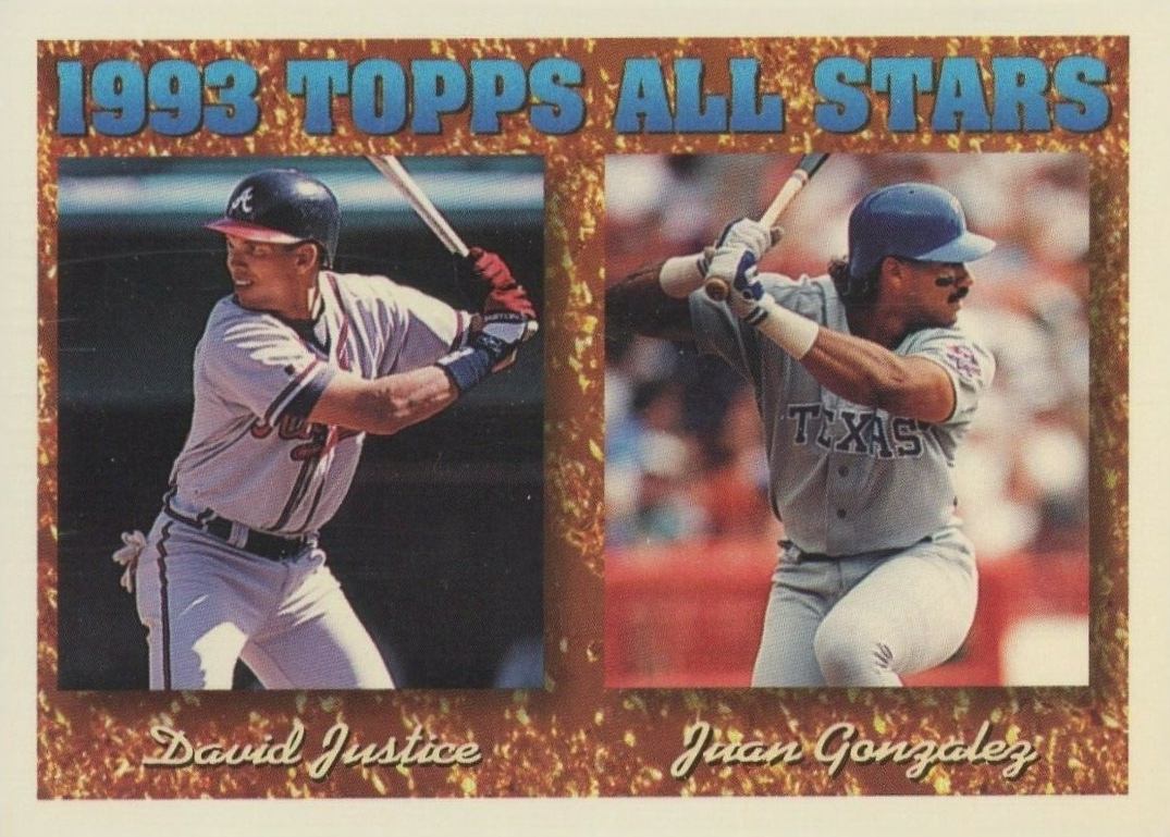 1994 Topps David Justice/Juan Gonzalez #389 Baseball Card