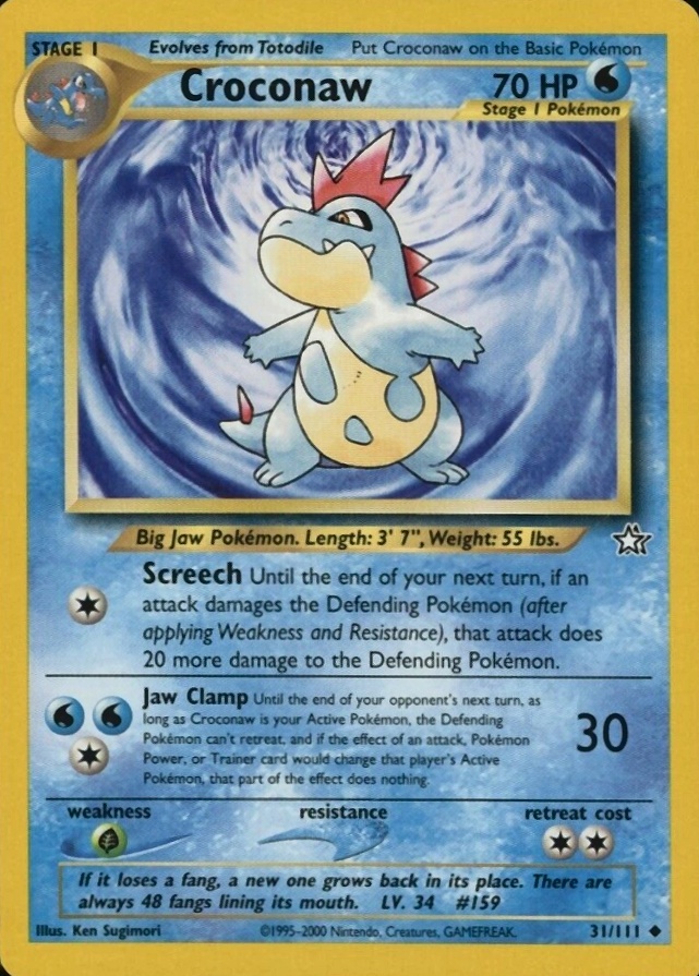 2000 Pokemon Neo Genesis Croconaw #31 TCG Card