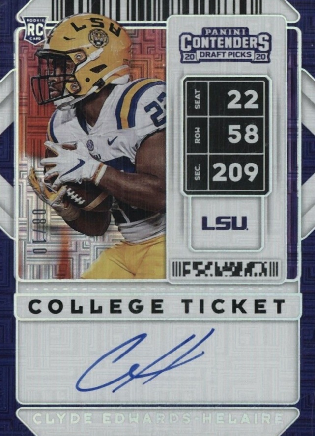 2020 Panini Contenders Draft Picks Clyde Edwards-Helaire #125 Football Card