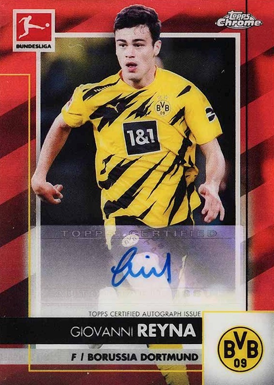 2020 Topps Chrome Bundesliga Chrome Autographs Giovanni Reyna #GRE Soccer Card
