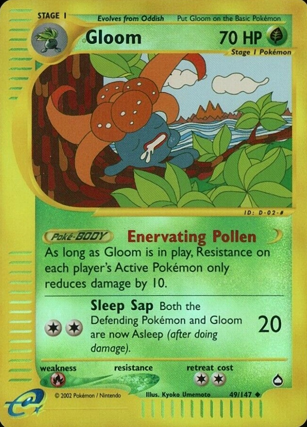 2003 Pokemon Aquapolis Gloom Reverse Foil #49 TCG Card