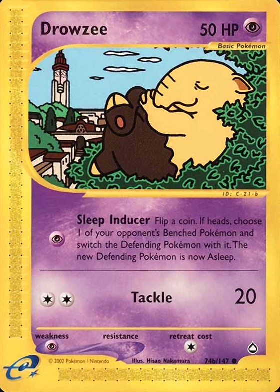 2003 Pokemon Aquapolis Drowzee #74b TCG Card