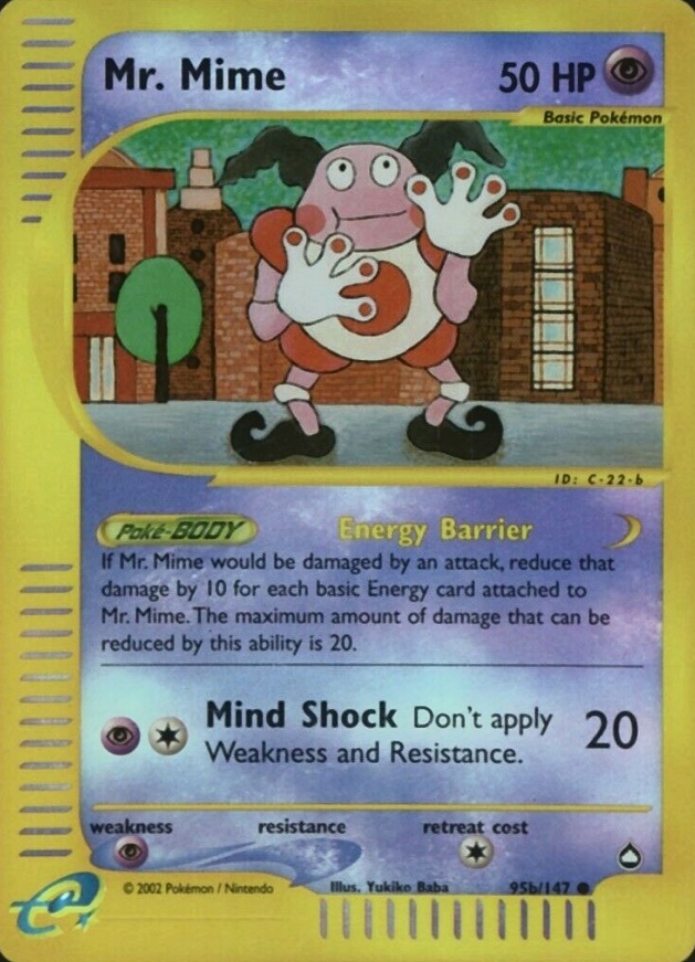 2003 Pokemon Aquapolis Mr. Mime Reverse Foil #95b TCG Card