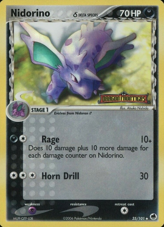 2006 Pokemon EX Dragon Frontiers Nidorino-Reverse Foil #35 TCG Card