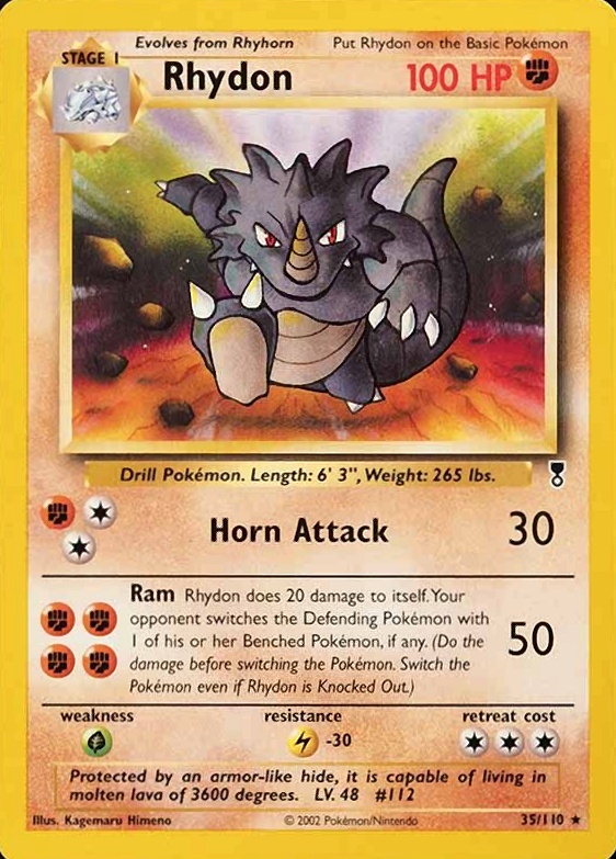 2002 Pokemon Legendary Collection  Rhydon #35 TCG Card