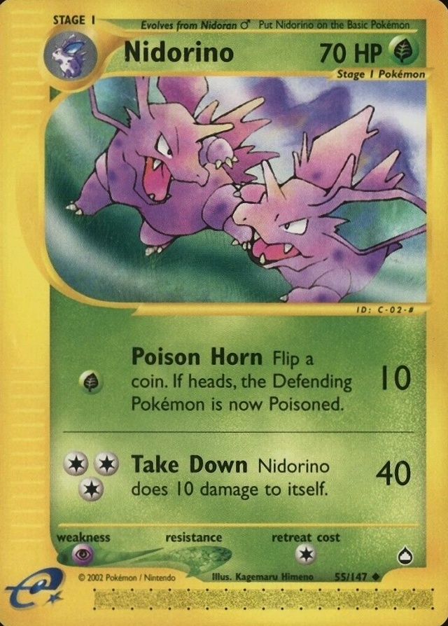 2003 Pokemon Aquapolis Nidorino #55 TCG Card