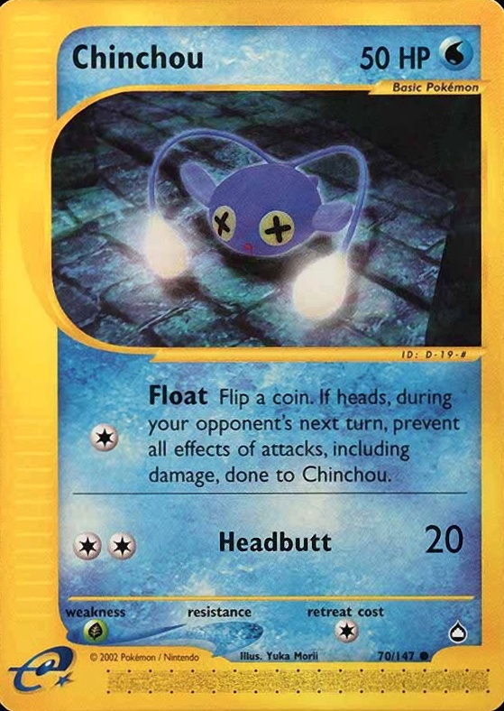 2003 Pokemon Aquapolis Chinchou #70 TCG Card