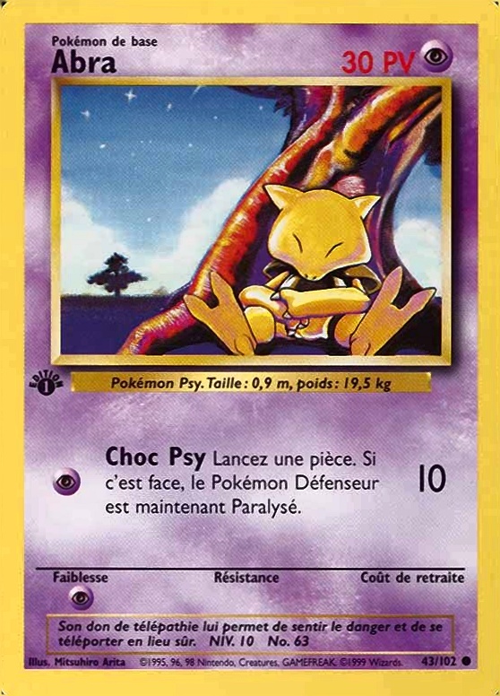 1999 Pokemon French Abra #43 TCG Card