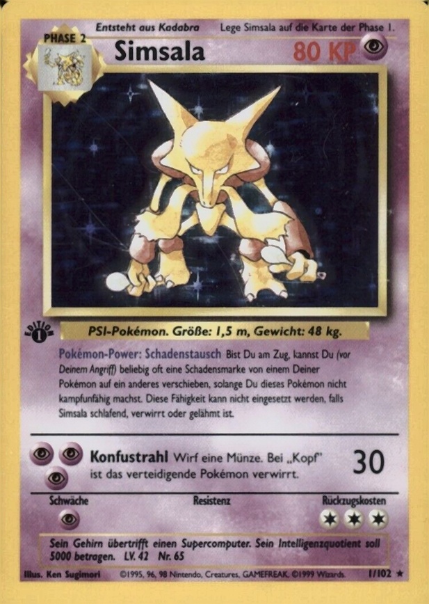 1999 Pokemon German  Simsala-Holo #1 TCG Card