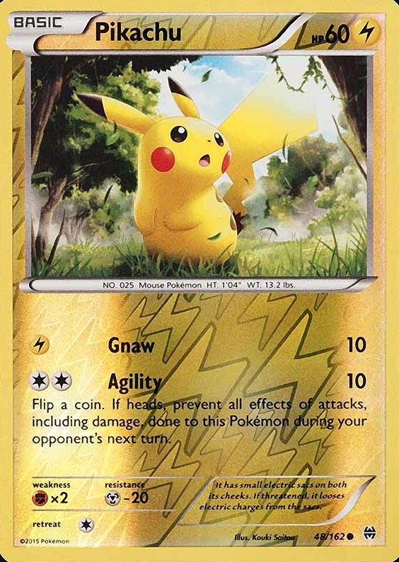 2015 Pokemon XY Breakthrough Pikachu-Reverse Foil #48 TCG Card