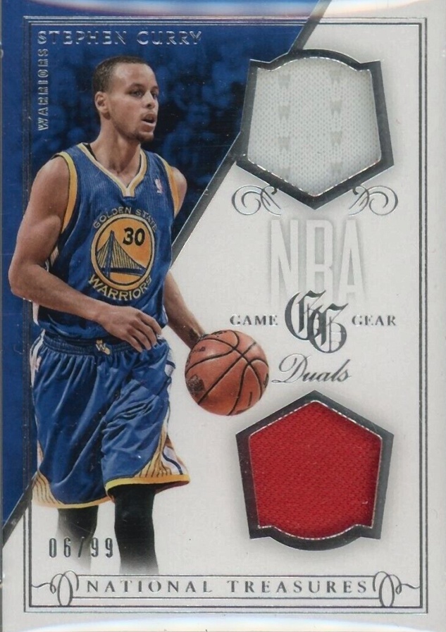 2013 Panini National Treasures NBA Game Gear Duals Stephen Curry #80 Basketball Card