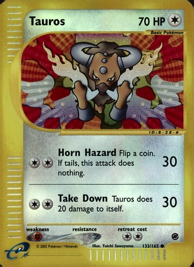 2002 Pokemon Expedition Tauros-Reverse Foil #133 TCG Card