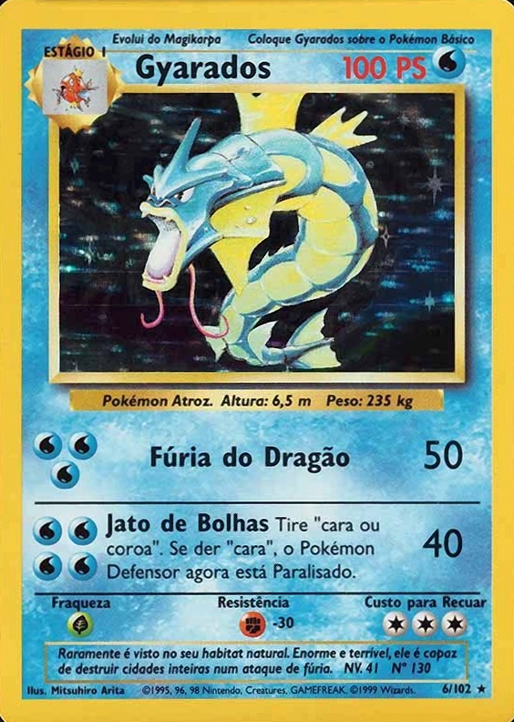 1999 Pokemon Portuguese Gyarados-Holo #6 TCG Card