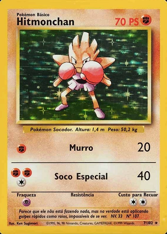 1999 Pokemon Portuguese Hitmonchan-Holo #7 TCG Card