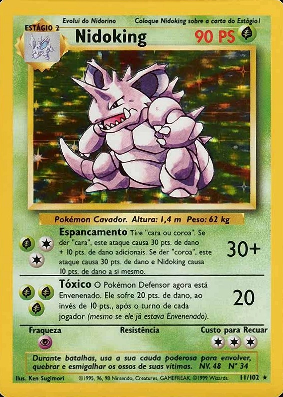 1999 Pokemon Portuguese Nidoking-Holo #11 TCG Card