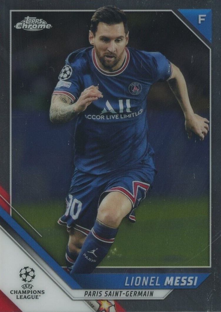 2021 Topps Chrome UEFA Champions League Lionel Messi #100 Soccer Card