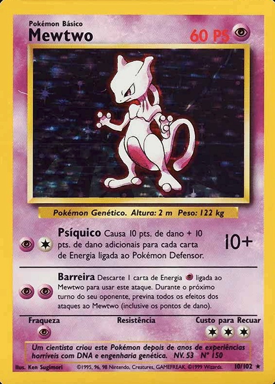 1999 Pokemon Portuguese Mewtwo-Holo #10 TCG Card