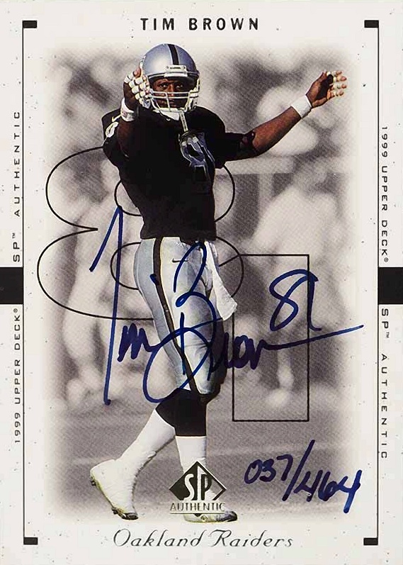 2000 SP Authentic Buyback Autograph Tim Brown #62 Football Card