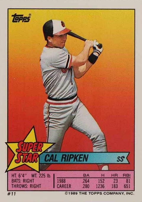 1989 Topps Stickercard Cal Ripken Jr. #11 Baseball Card