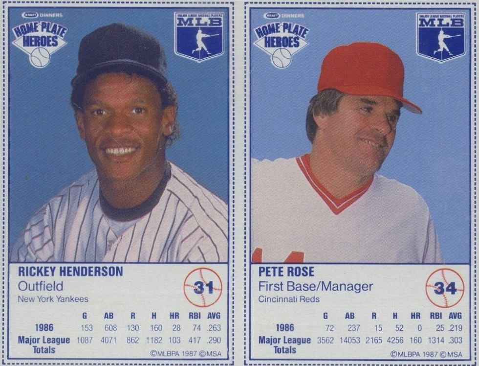 1987 Kraft Home Plate Heroes Panel-Hand Cut Rose/Henderson # Baseball Card