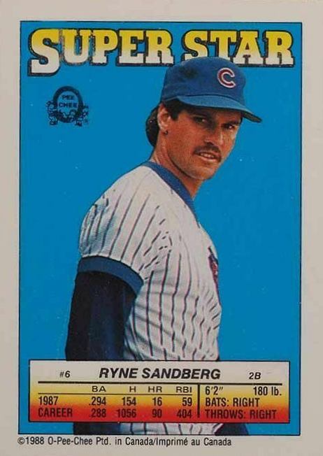 1988 O-Pee-Chee Stickers Sandberg/Ford #6 Baseball Card