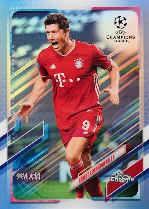 2020 Topps Chrome X Steve Aoki UEFA Champions League Neon Future Robert Lewandowski #50 Soccer Card