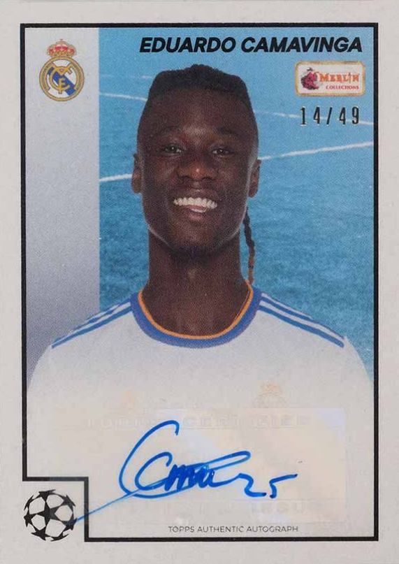 2021 Topps Merlin Heritage '97 UEFA Champions League Autographs Eduardo Camavinga #23 Soccer Card