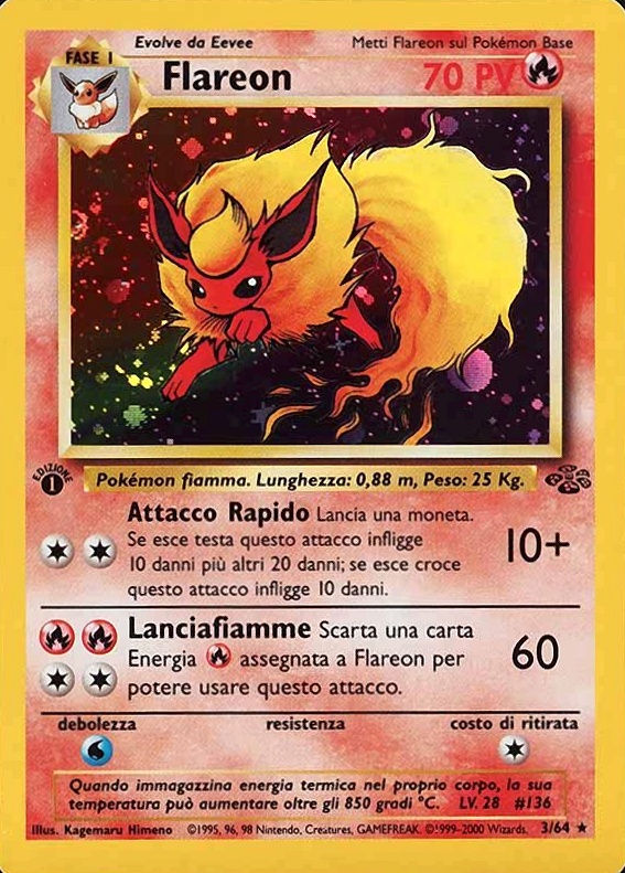 2000 Pokemon Italian Jungle Flareon-Holo #3 TCG Card