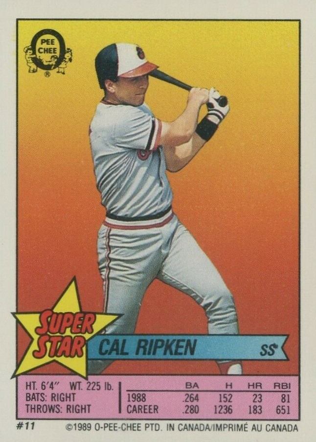 1989 O-Pee-Chee Stickers! Ripken/Butler/Henke #11 Baseball Card