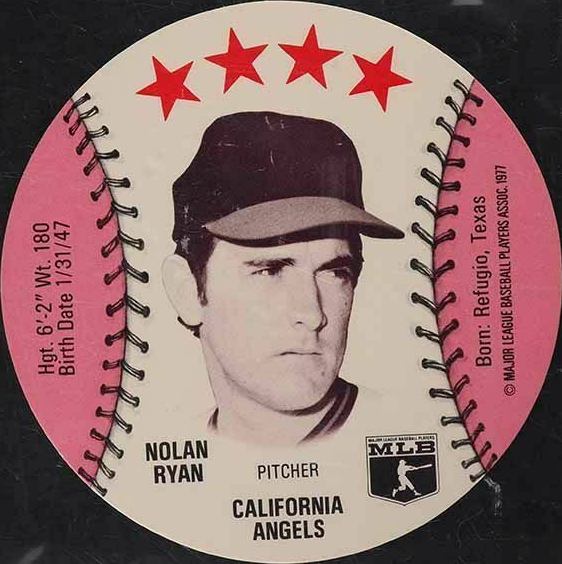 1977 Chilly Willee Discs  Nolan Ryan # Baseball Card