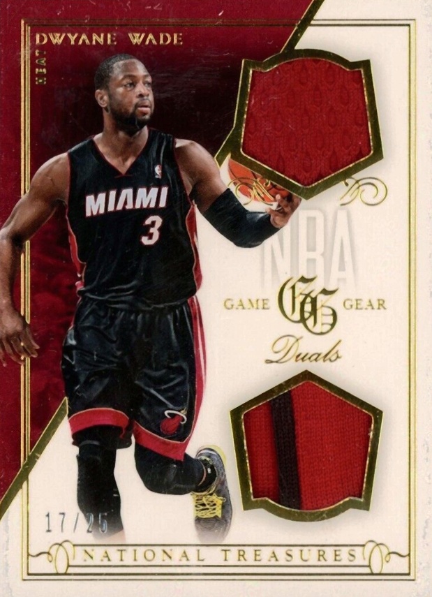 2013 Panini National Treasures NBA Game Gear Duals Dwyane Wade #6 Basketball Card