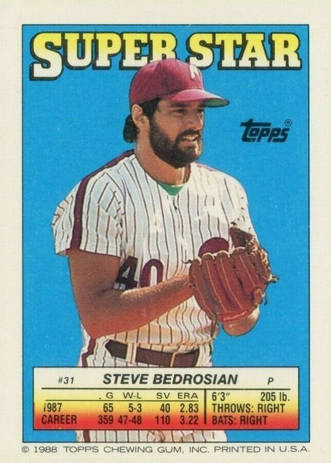 1988 Topps Stickercard Steve Bedrosian #31 Baseball Card