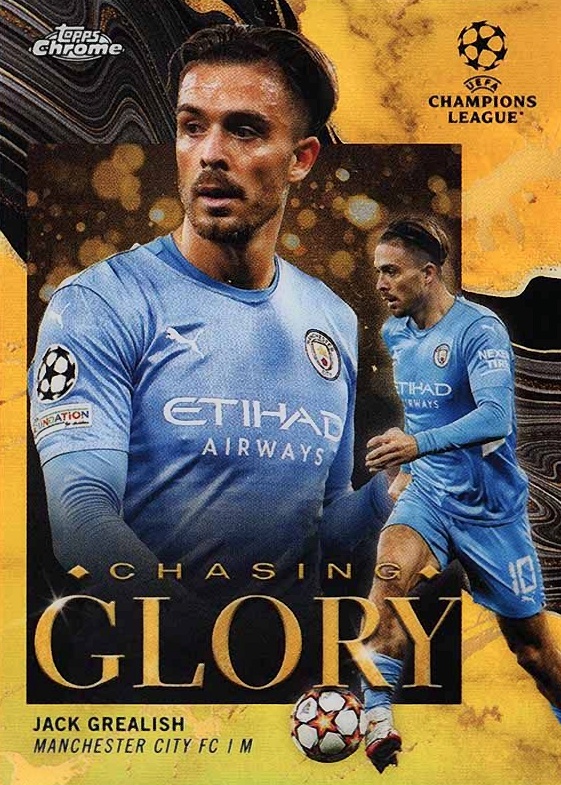 2021 Topps Chrome UEFA Champions League Chasing Glory Jack Grealish #10 Soccer Card