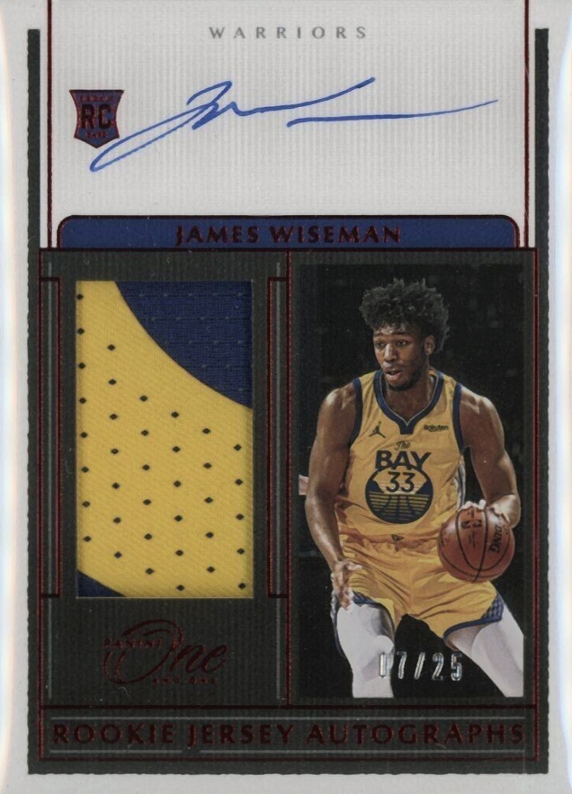 2020 Panini One and One Rookie Jersey Autographs James Wiseman #JWS Basketball Card