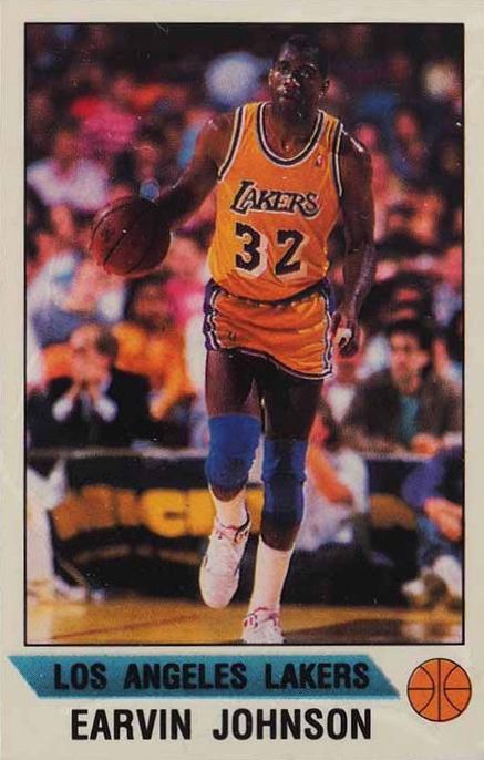 1990 Panini Sticker Magic Johnson #1 Basketball Card