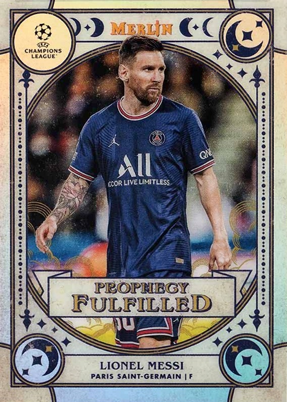 2021 Topps Merlin Chrome UEFA League Prophecy Fulfilled Lionel Messi #PF7 Soccer Card