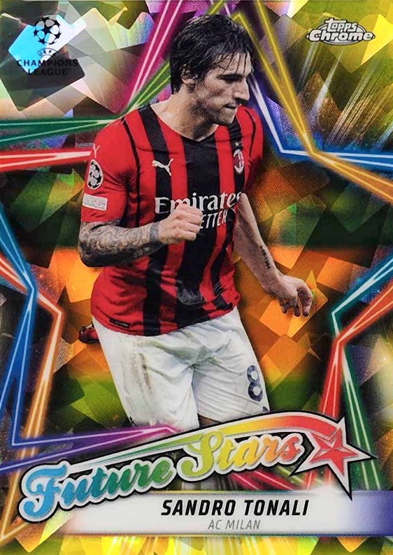 2021 Topps Chrome Sapphire Edition UEFA Champions League Future Stars Sandro Tonali #15 Soccer Card