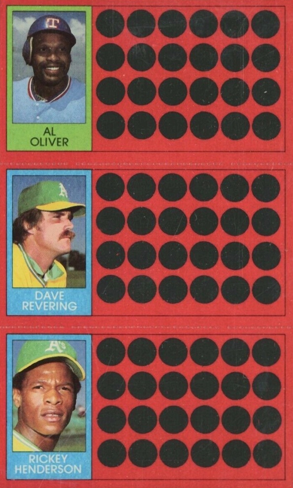 1981 Topps Scratch-Offs Al Oliver/Dave Revering/Rickey Henderson # Baseball Card